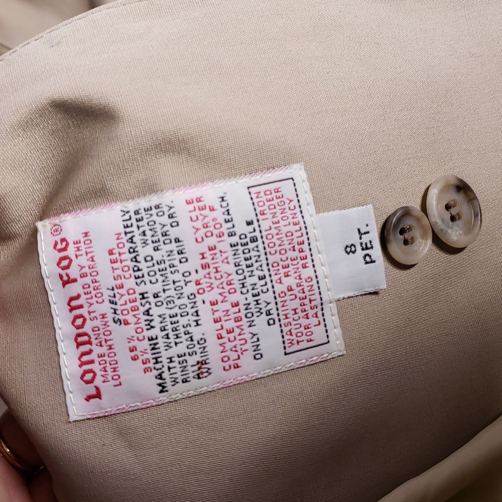 Vintage London Fog Combed Cotton Belted Trench Coat Size 8 Petite USA Classic - Picture 9 of 16